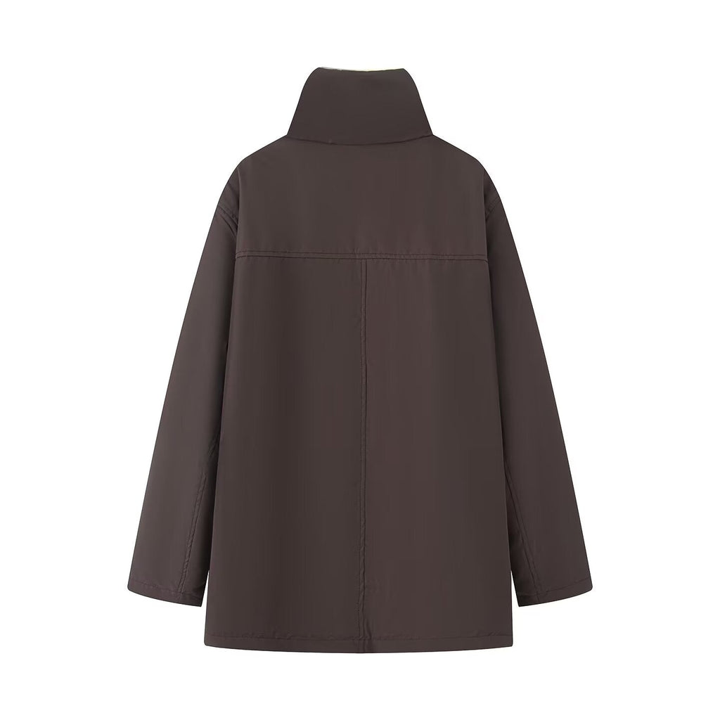 Women's thickened warm spliced lambswool Parkas Coat