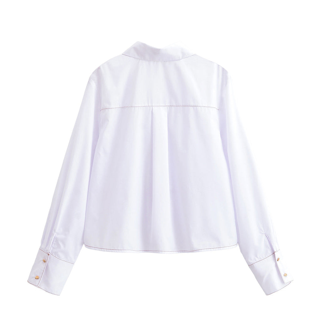 Women's chic fashion with drawstring short long sleeved shirt