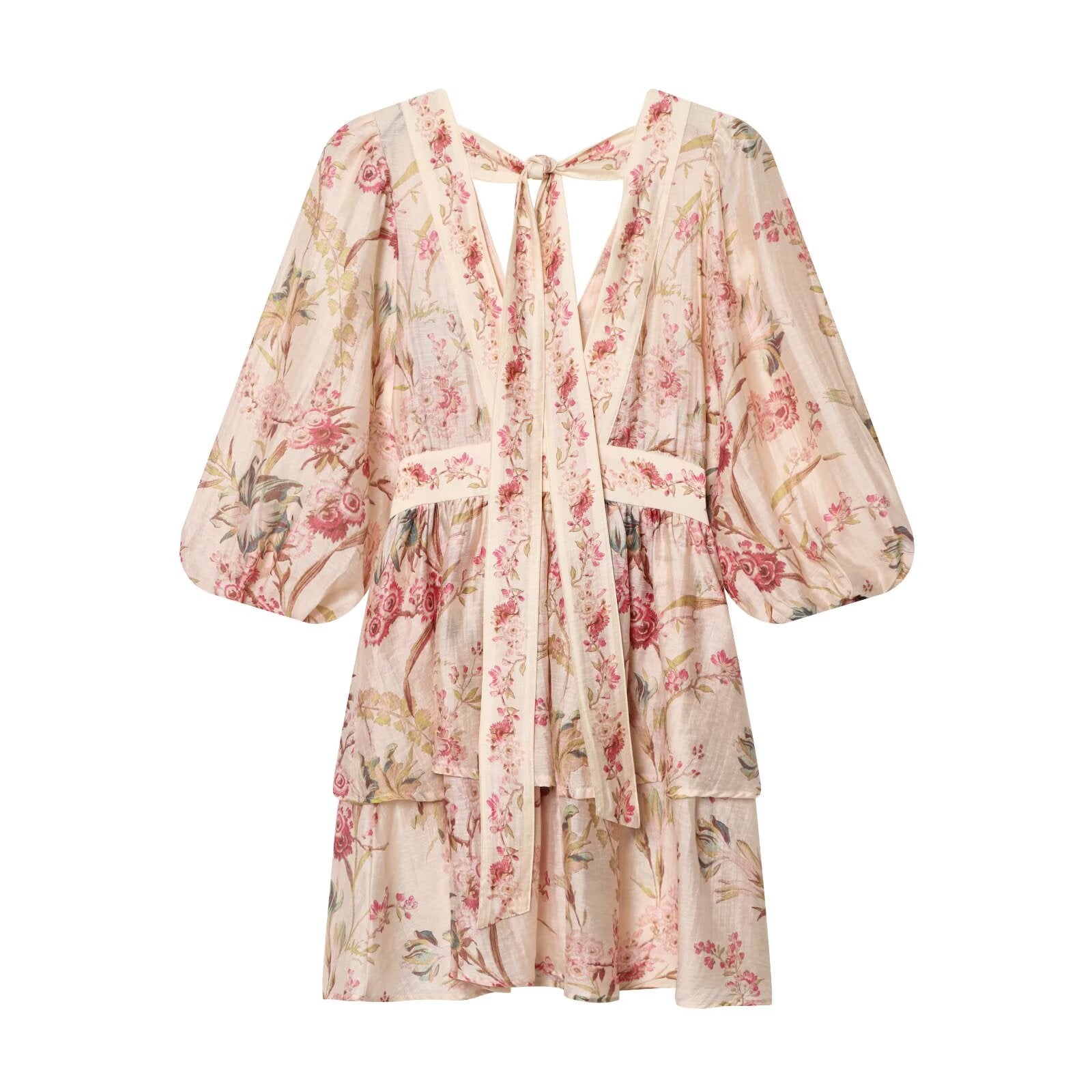 2026 Women's printed V-neck mini dress