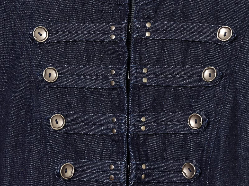 Women's buckle decoration short denim jacket