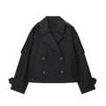 Women's new fashion short double breasted waterproof windbreaker jacket