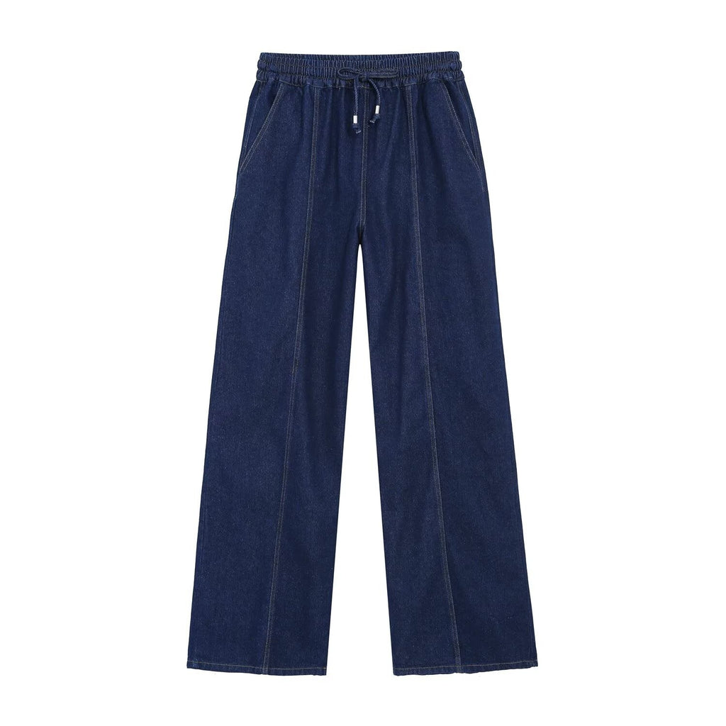 suit Women's 2 pieces short zipper denim jacket+wide leg jeans