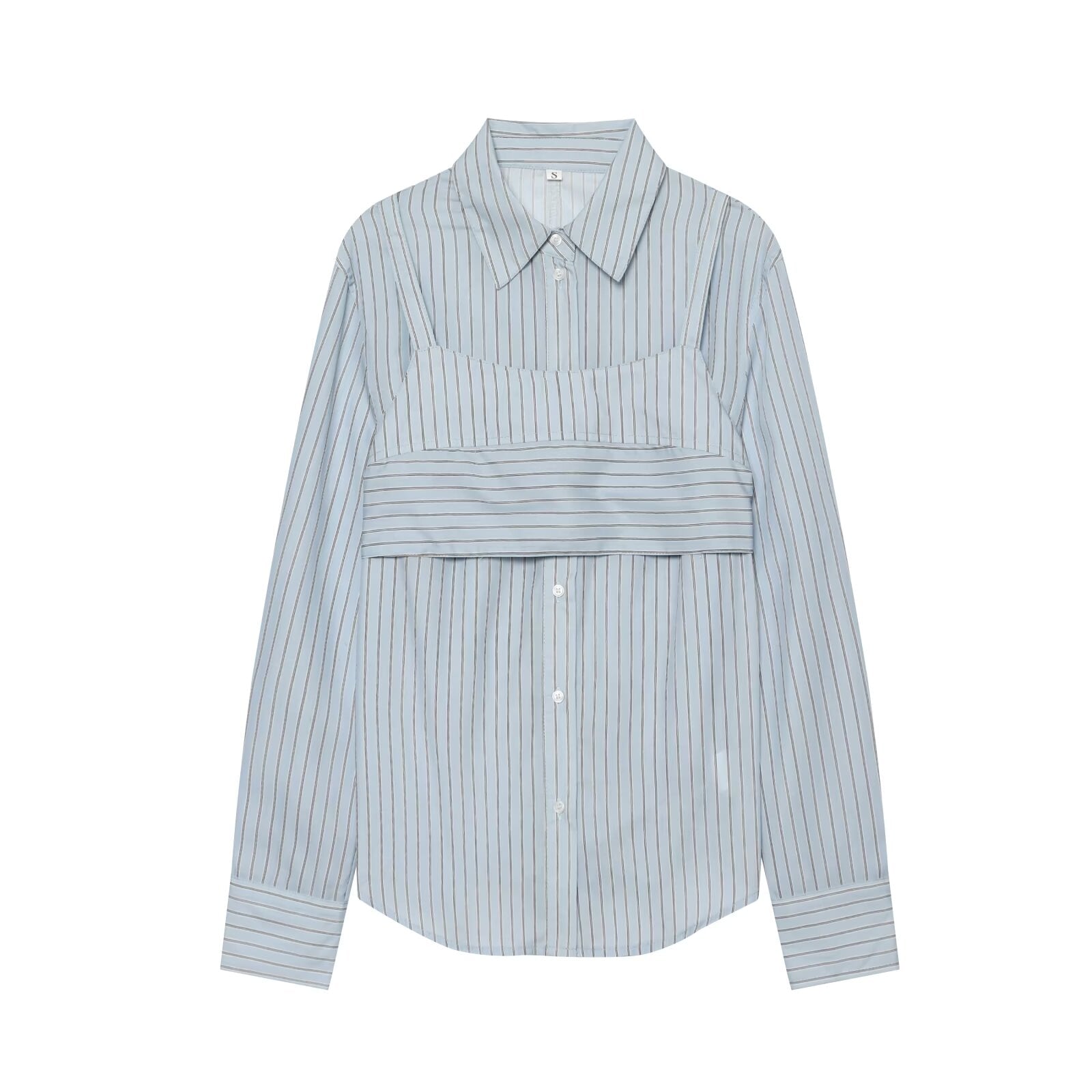 Women's layered decorative striped shirt