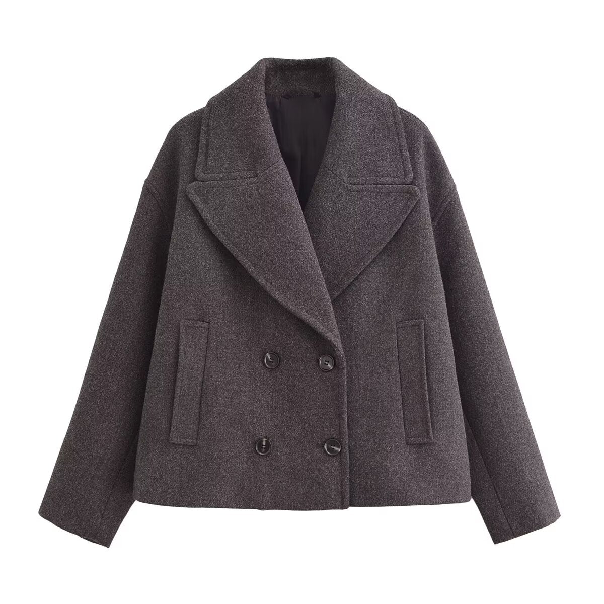 Women's new warm short Double breasted woolen coat