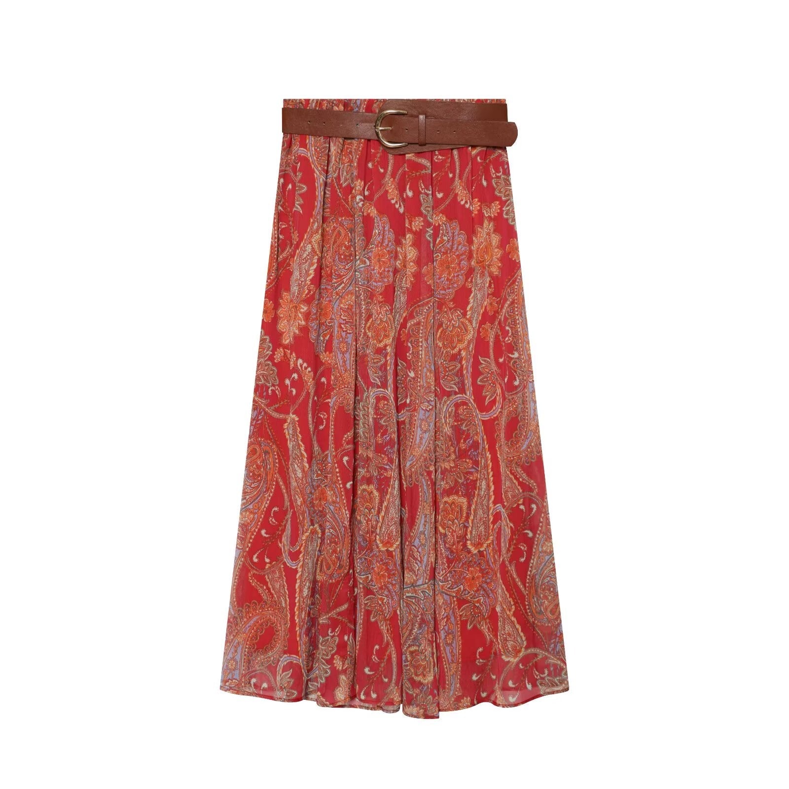 suit Women's 2 pieces printed hanging collar top+Skirts
