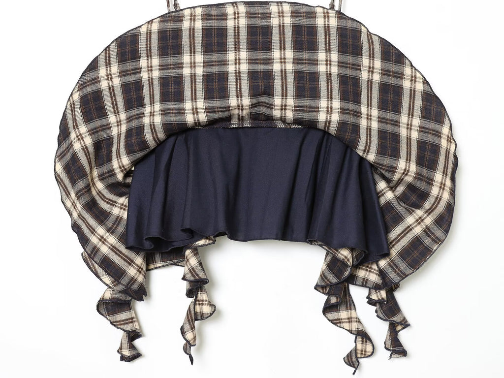 Women's layered decorative plaid suspender top