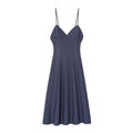 Women's New Fashion Sleeveless Threaded Twill suspender Midi Dress