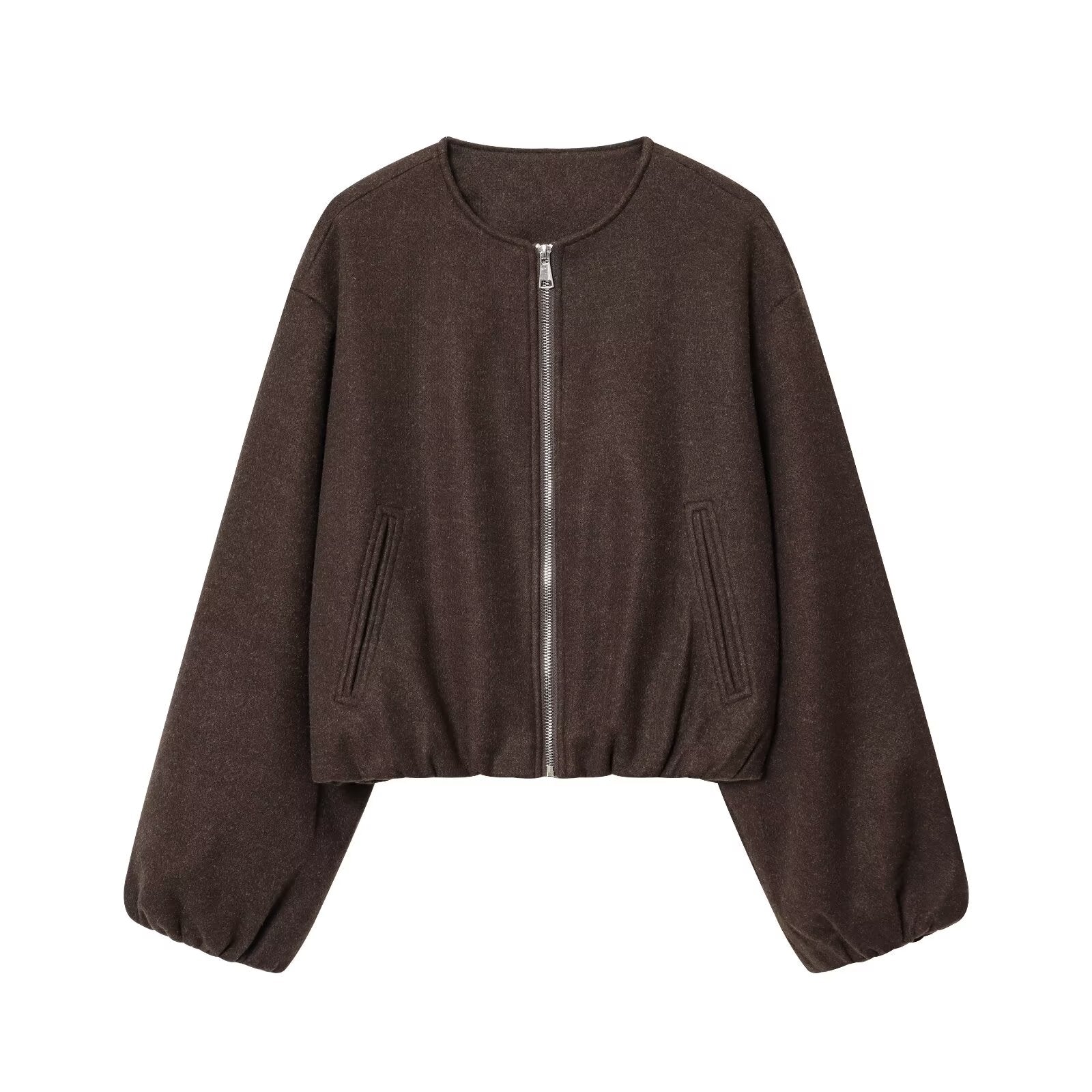 Women's soft textured O Neck pilot jacket Coat
