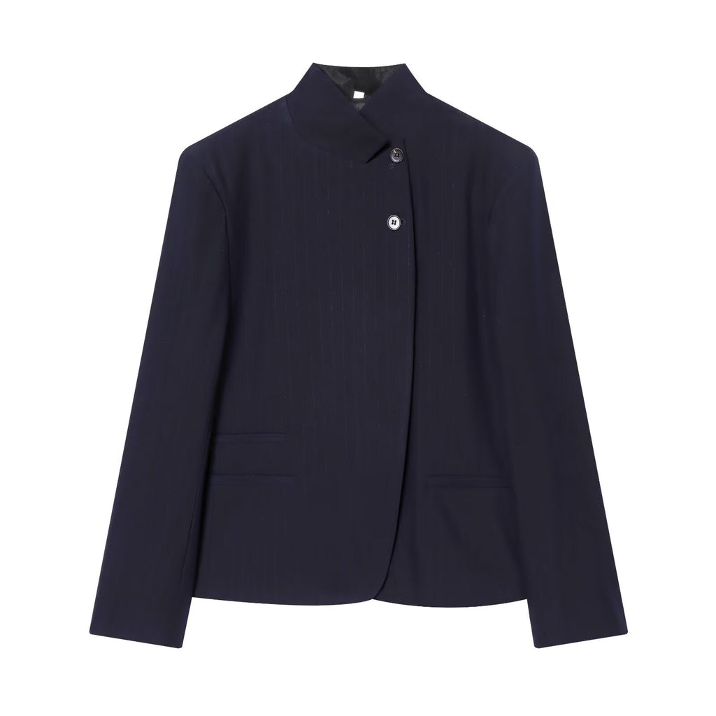 Women's high neck slim striped Blazer Coat+Pants