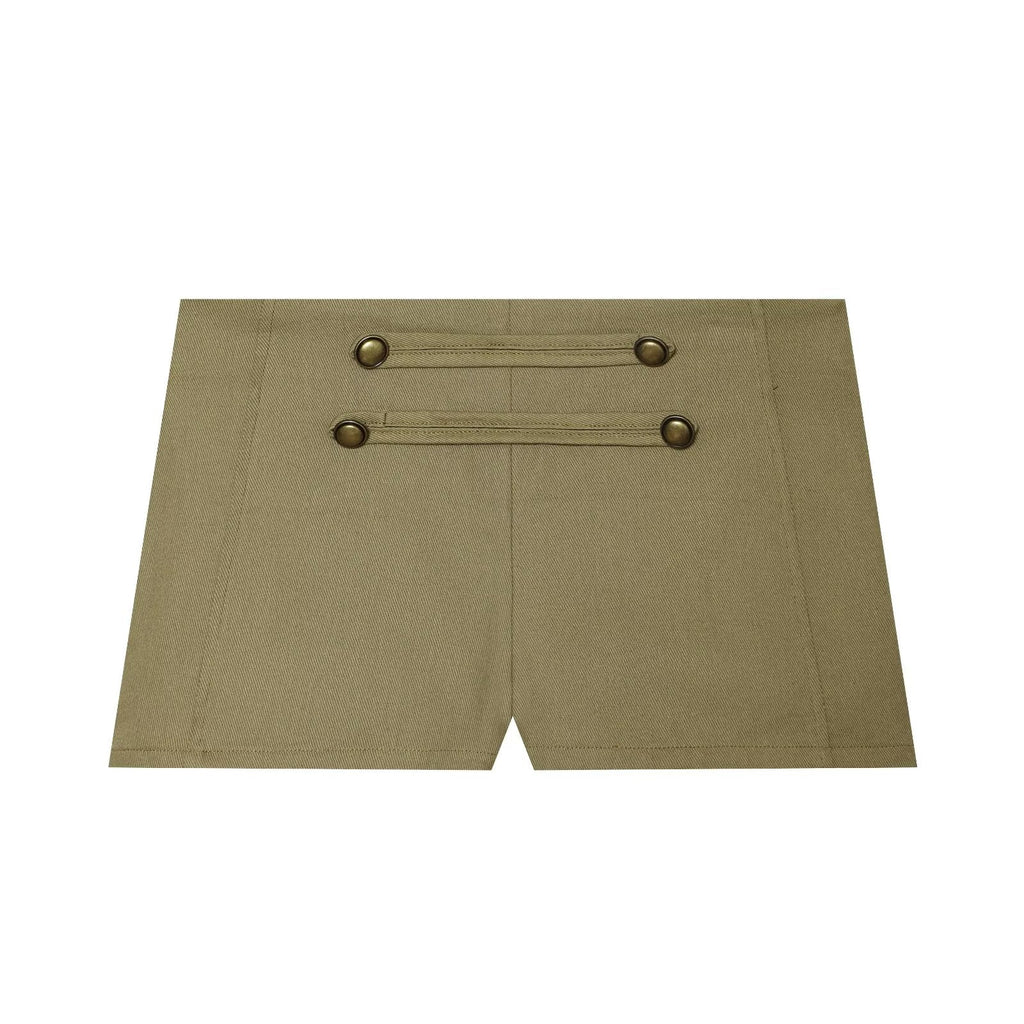 suit Women's 2 pieces button decoration short cotton vest+shorts