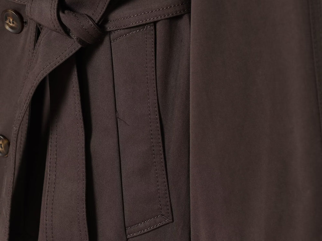 Women's with Belt casual stand collar twill coat
