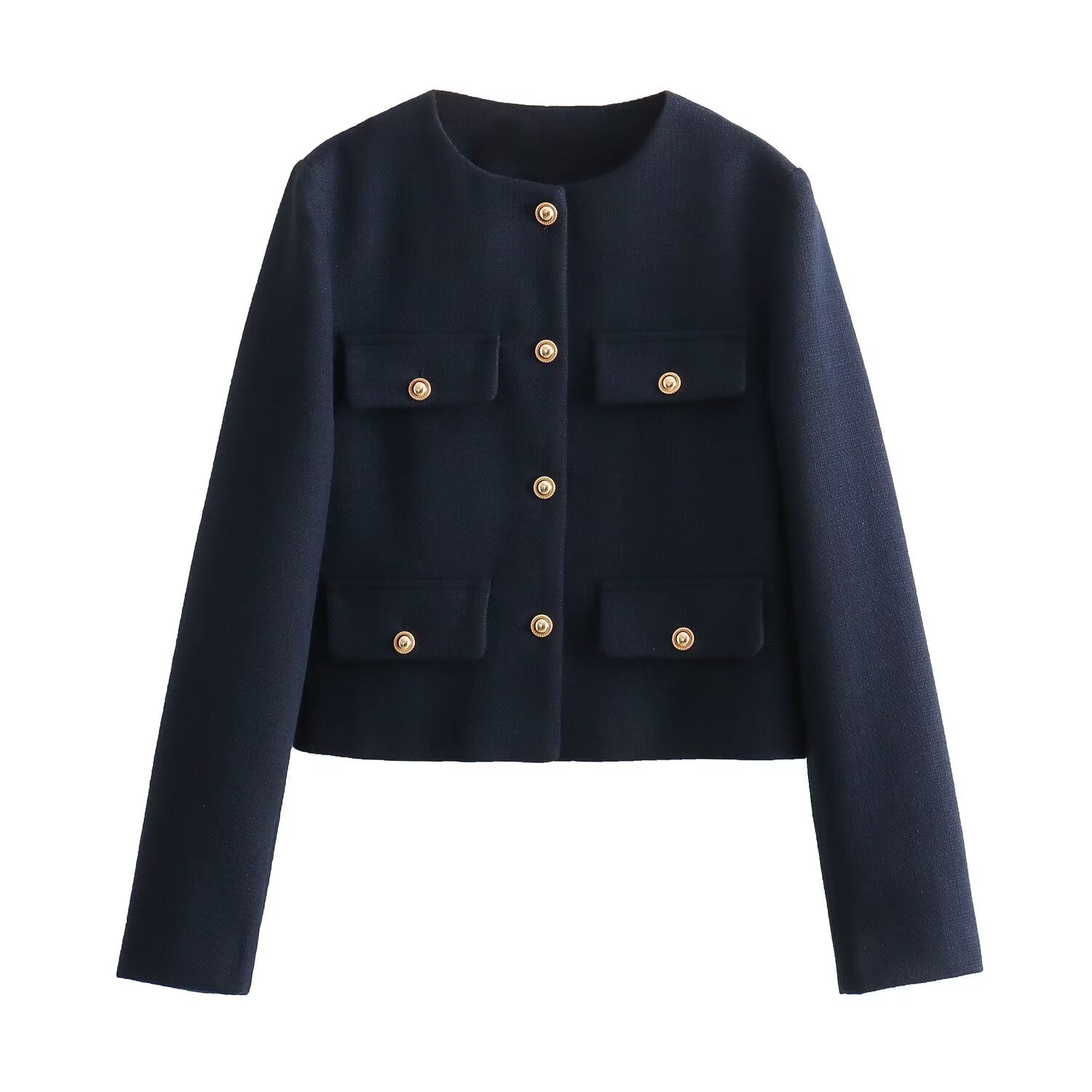 Women's new flip cover decoration short O Neck Blazer Coat