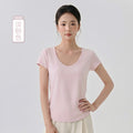 LU Women's new cool thin yoga U-neck slim sports T-shirt