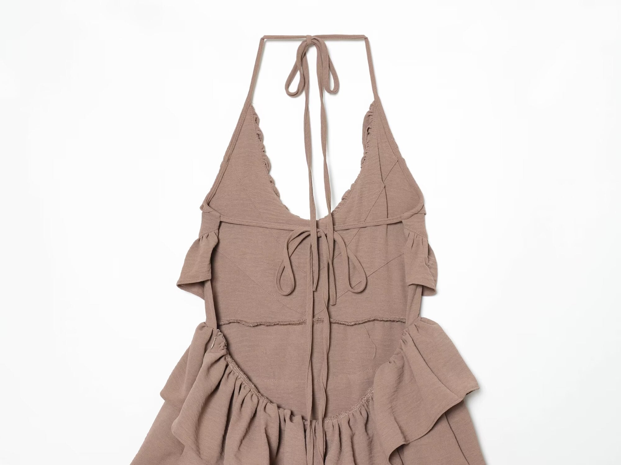 Women's layered decorative chiffon halter neck dress