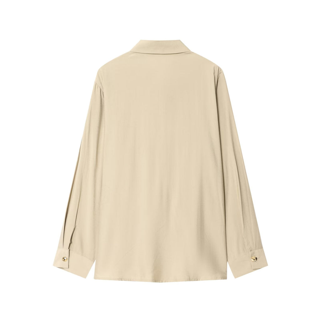 Women's New Fashion gold button long sleeved shirt+Pants suit