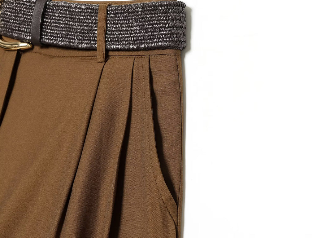 Women's With Belt pleated casual shorts