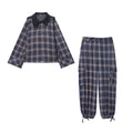 suit Women's 2 pieces hooded checkered cotton jacket Coat+ Pants