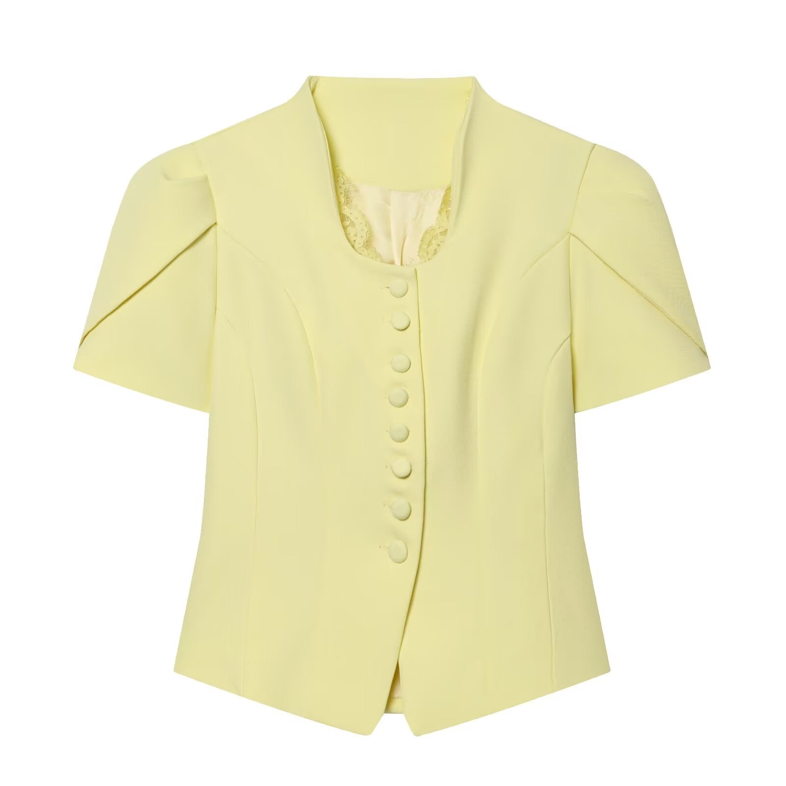 Women's new lace patchwork short sleeved Blazer top
