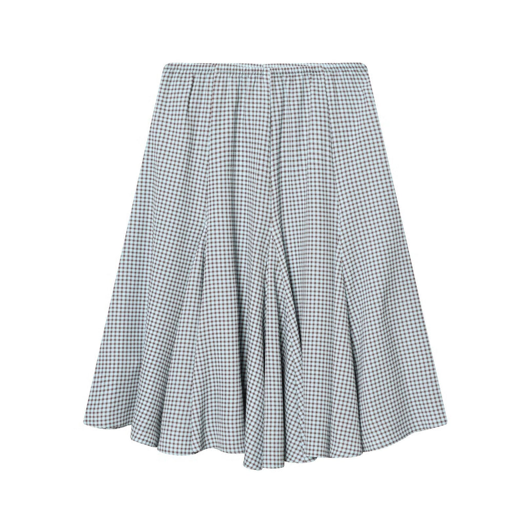 suit Women's 2 pieces pleated poplin plaid shirt+Skirts