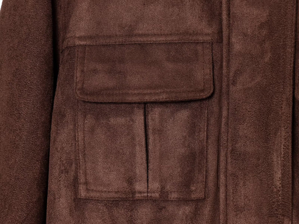 Women's suede waist cinched drawstring jacket Coat