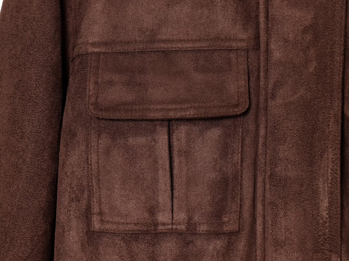 Women's suede waist cinched drawstring jacket Coat