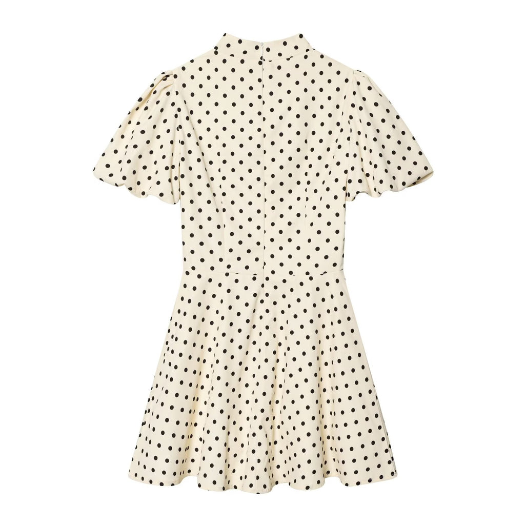 Women's bubble sleeve polka dot dress