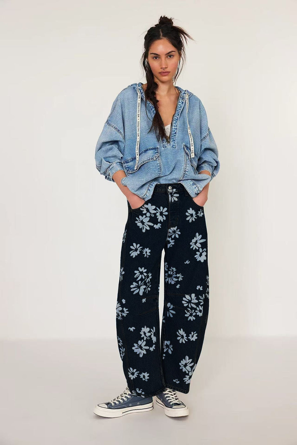 Women's New Fashion Joker Casual Loose Waist Tube Ladies Jeans