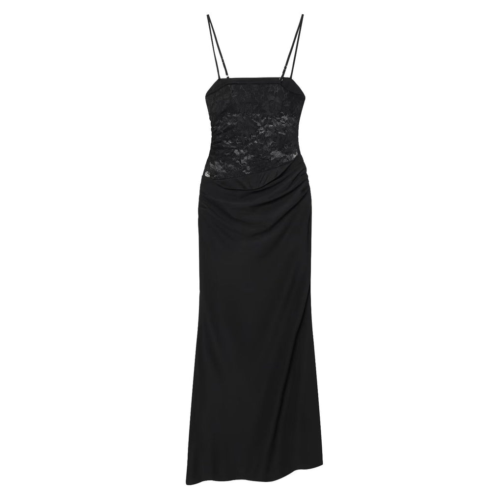 Women's lace patchwork slim suspender dress