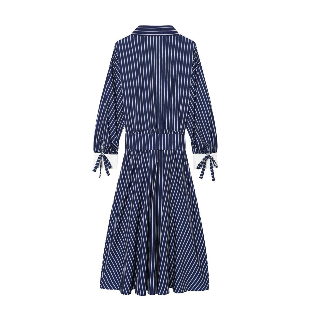 Women's with belt striped shirt style dress