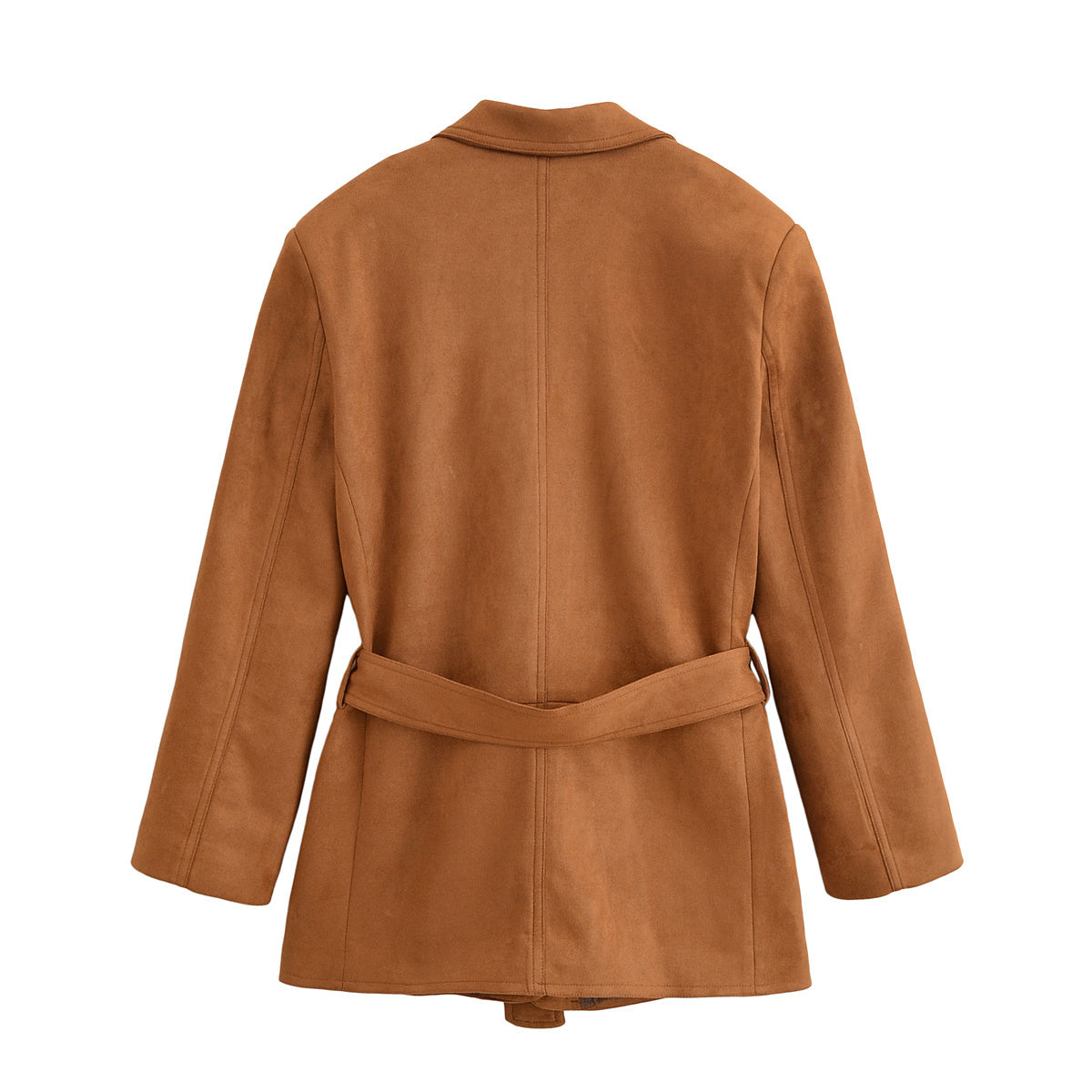 Women's 2025 new fashion with Belt loose suede suit jacket