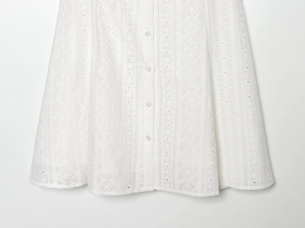 Women's hollow embroidery mini dress