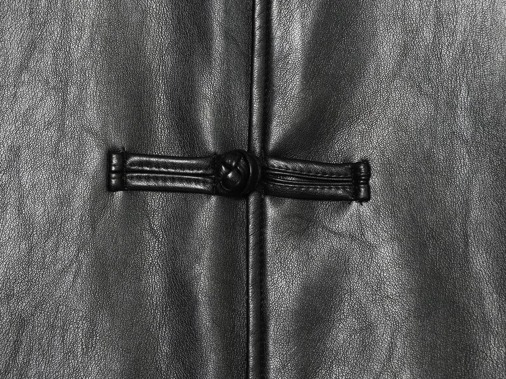 Women's rope knot buckle leather effect jacket Coat