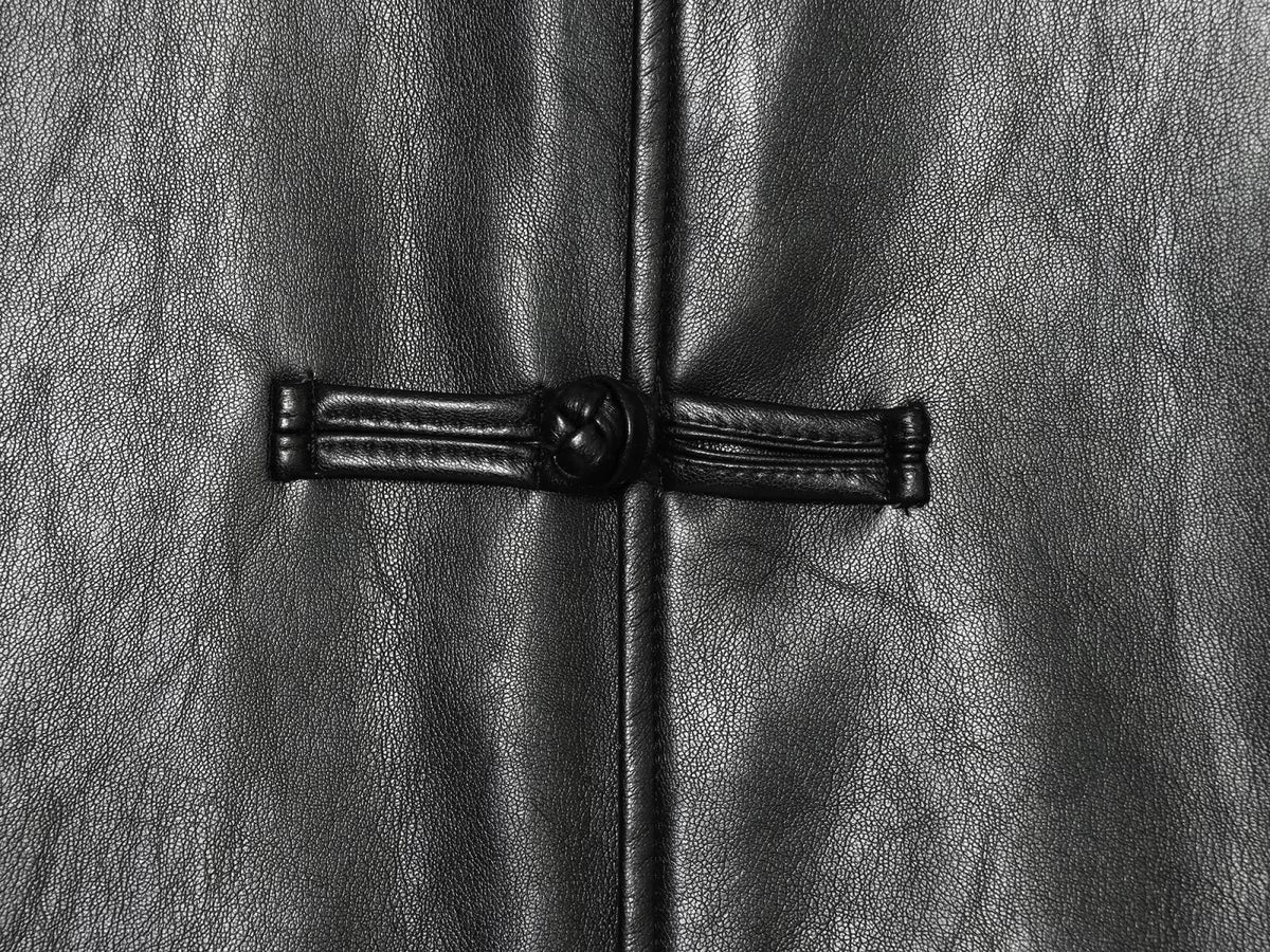 Women's rope knot buckle leather effect jacket Coat