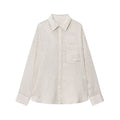 Women's new fashion loose striped lapel long sleeved shirt