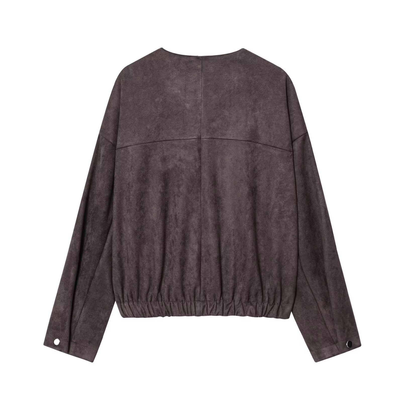 Women's new fashion anti suede effect O-Neck zipper jacket Coat