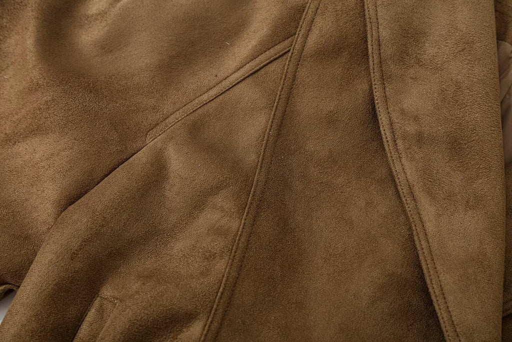 Women's with belt suede texture effect jacket Coat