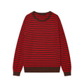 Women's loose O Neck striped knitted sweater
