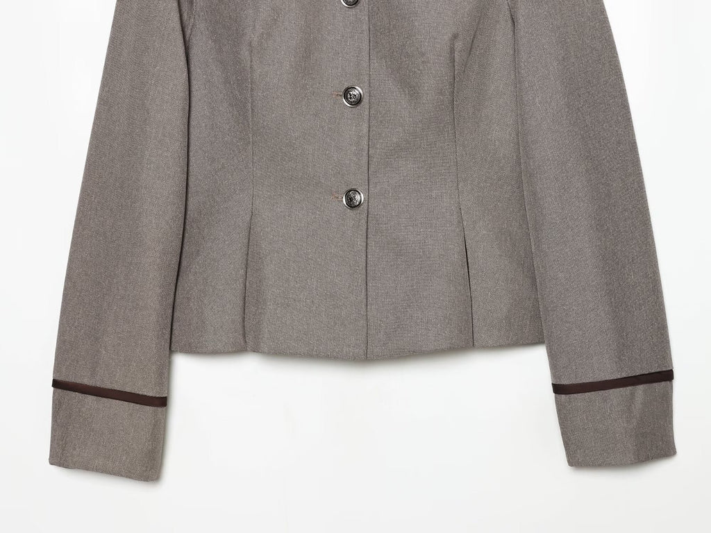 Women's patchwork trimmed short skirt style Blazer Coat