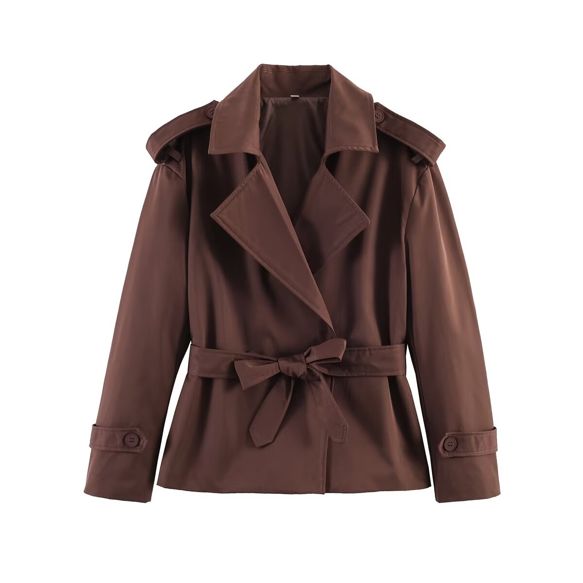 Women's with Belt large lapel windbreaker Coat