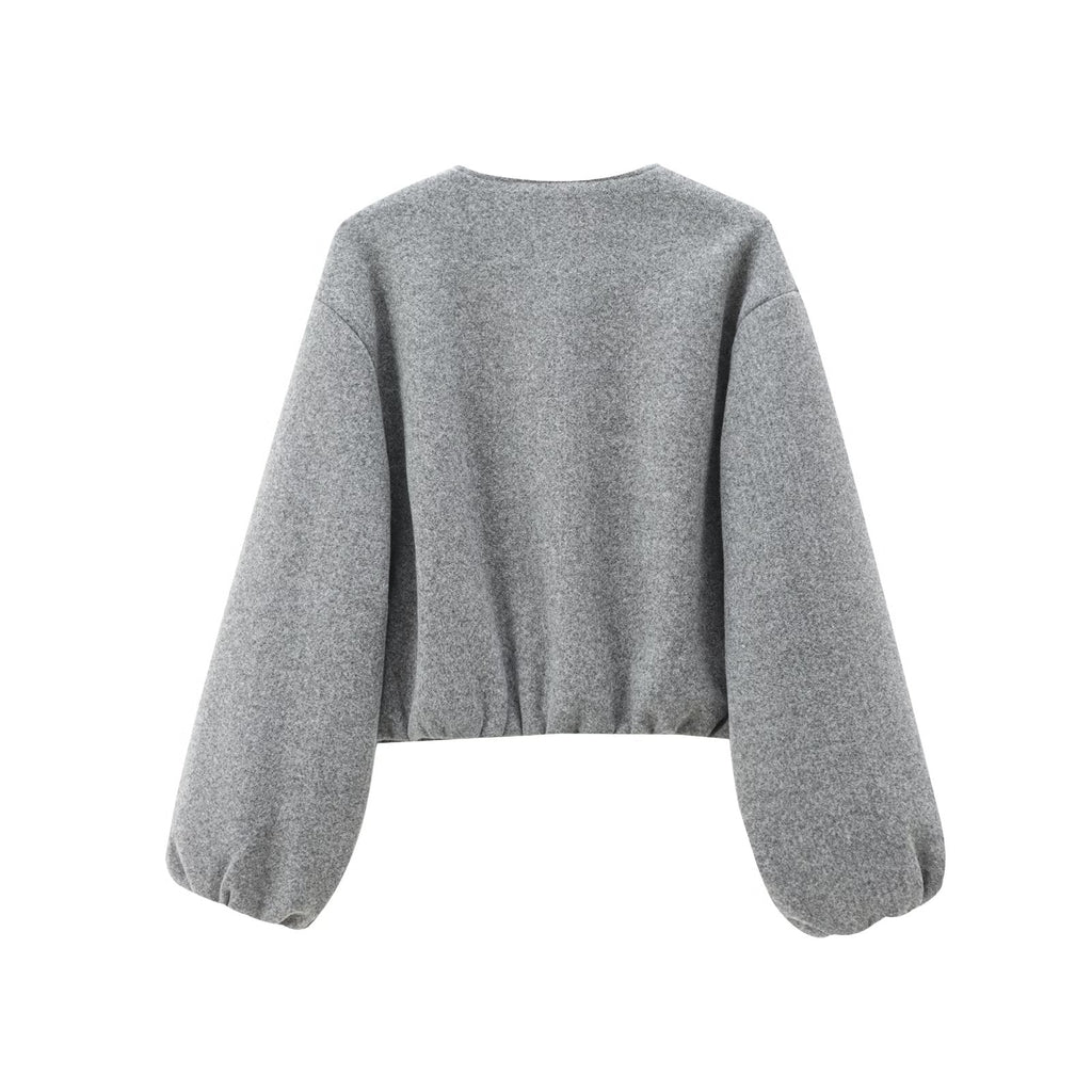 Women's soft textured O Neck pilot jacket Coat