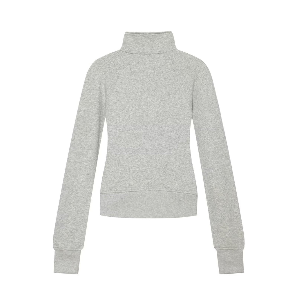 Women's slim stand collar double zipper Coat