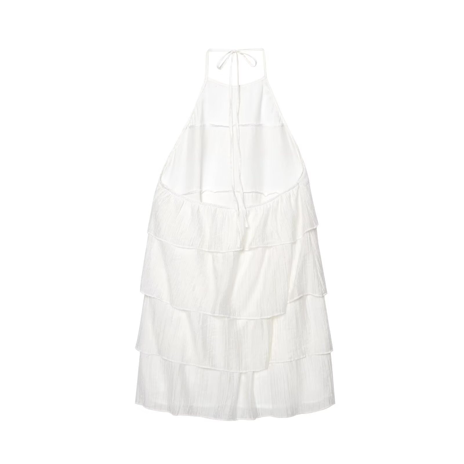 Women's chic fashion layered decoration hanging neck mini dress