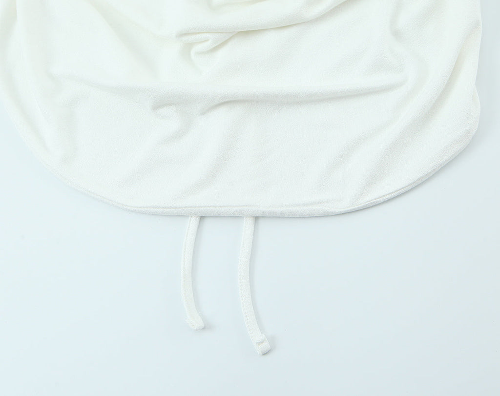 Women's pleated Hanging neck collar top