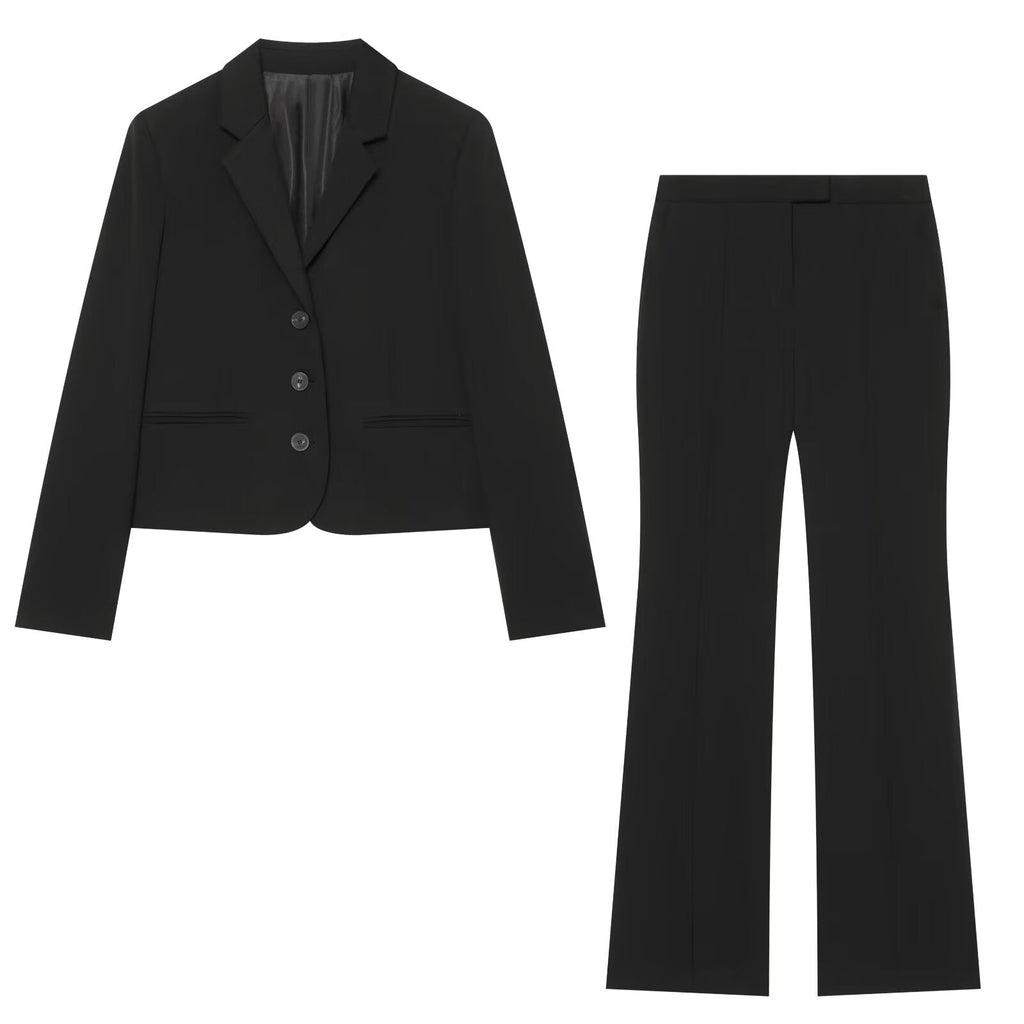 suit Women's 2 pieces short single breasted Blazer Coat+split flared pants