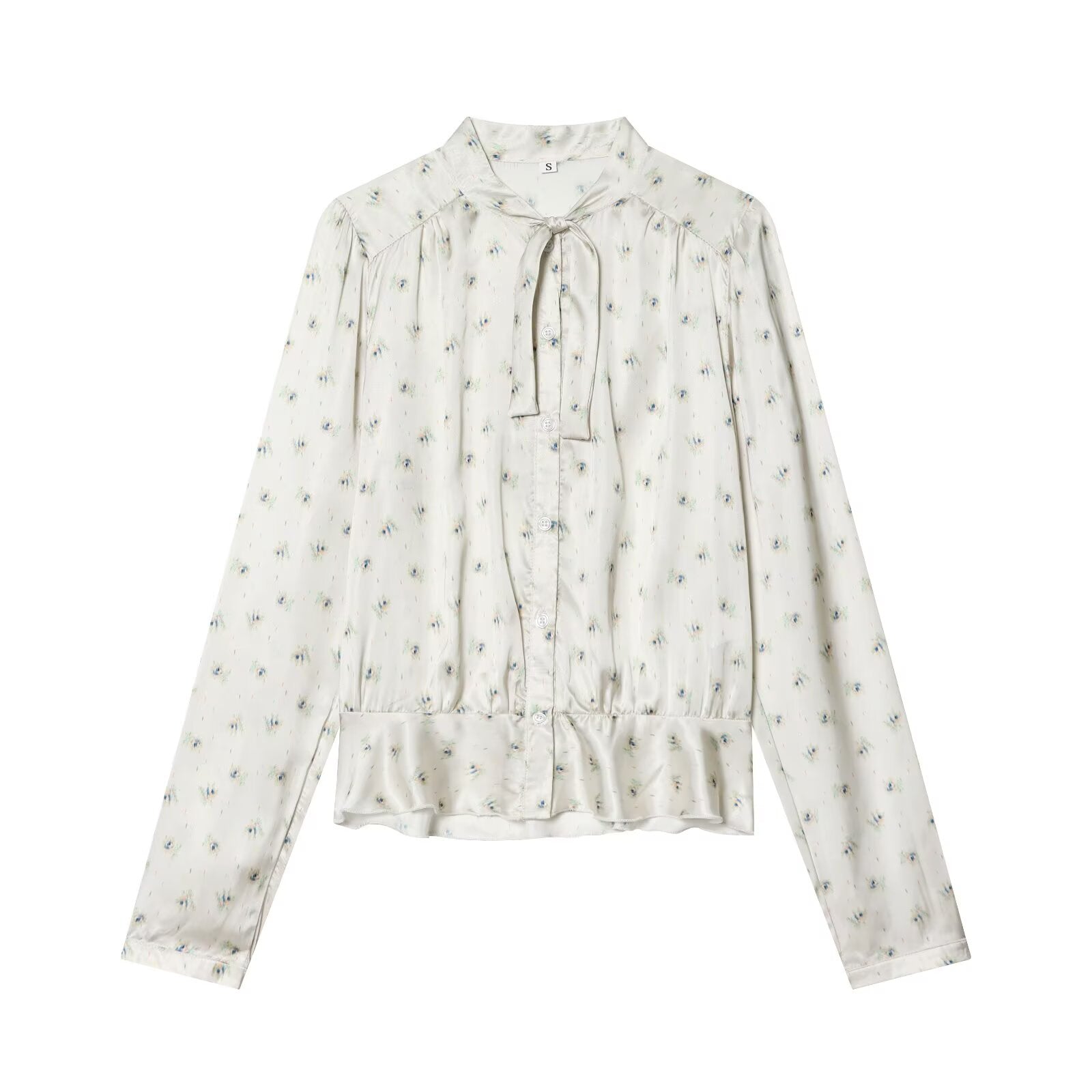 Women's bow decoration printed shirt