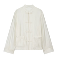Women's rope knot decoration casual satin shirt
