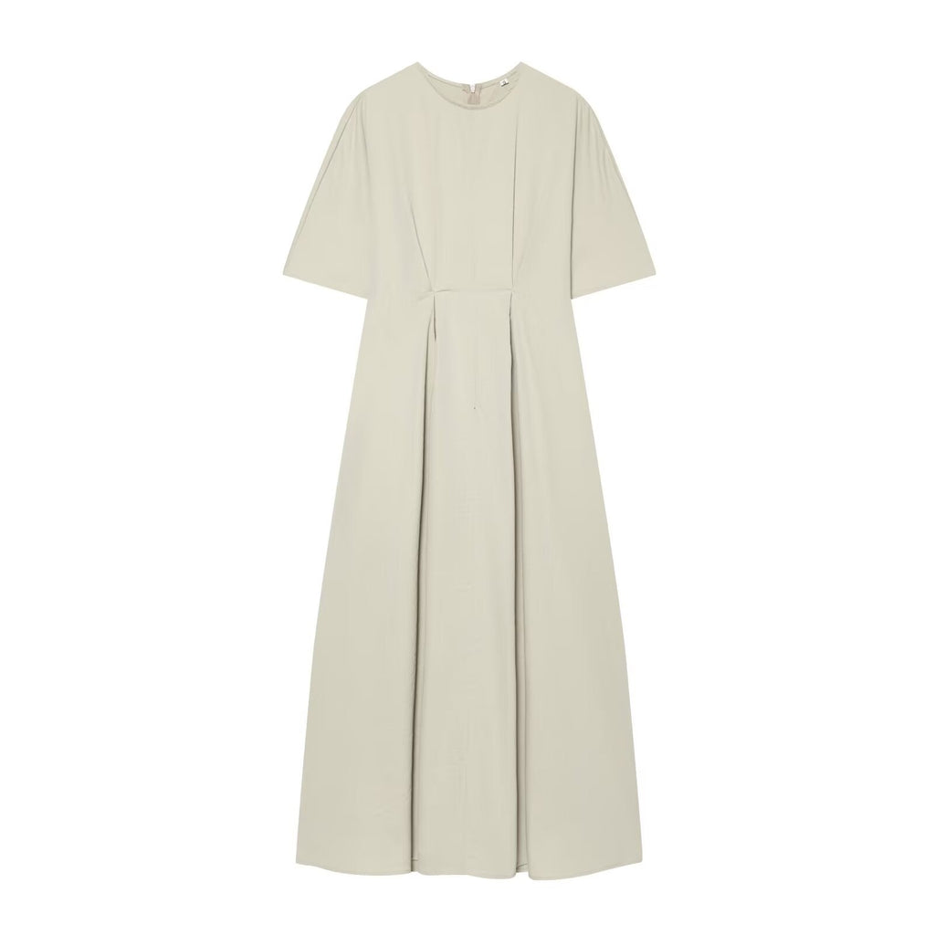 Women's pleated design poplin Midi dress