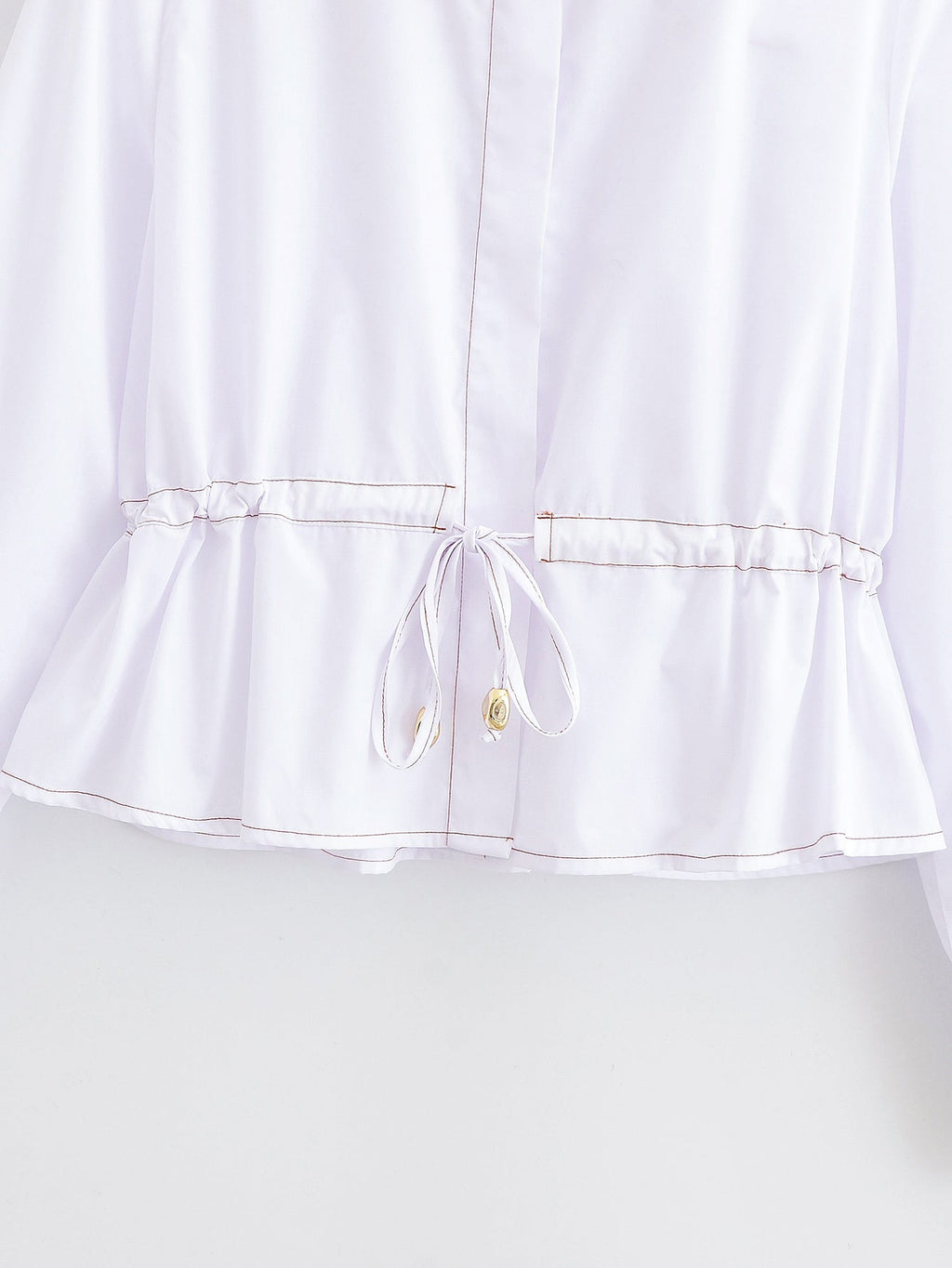 Women's chic fashion with drawstring short long sleeved shirt