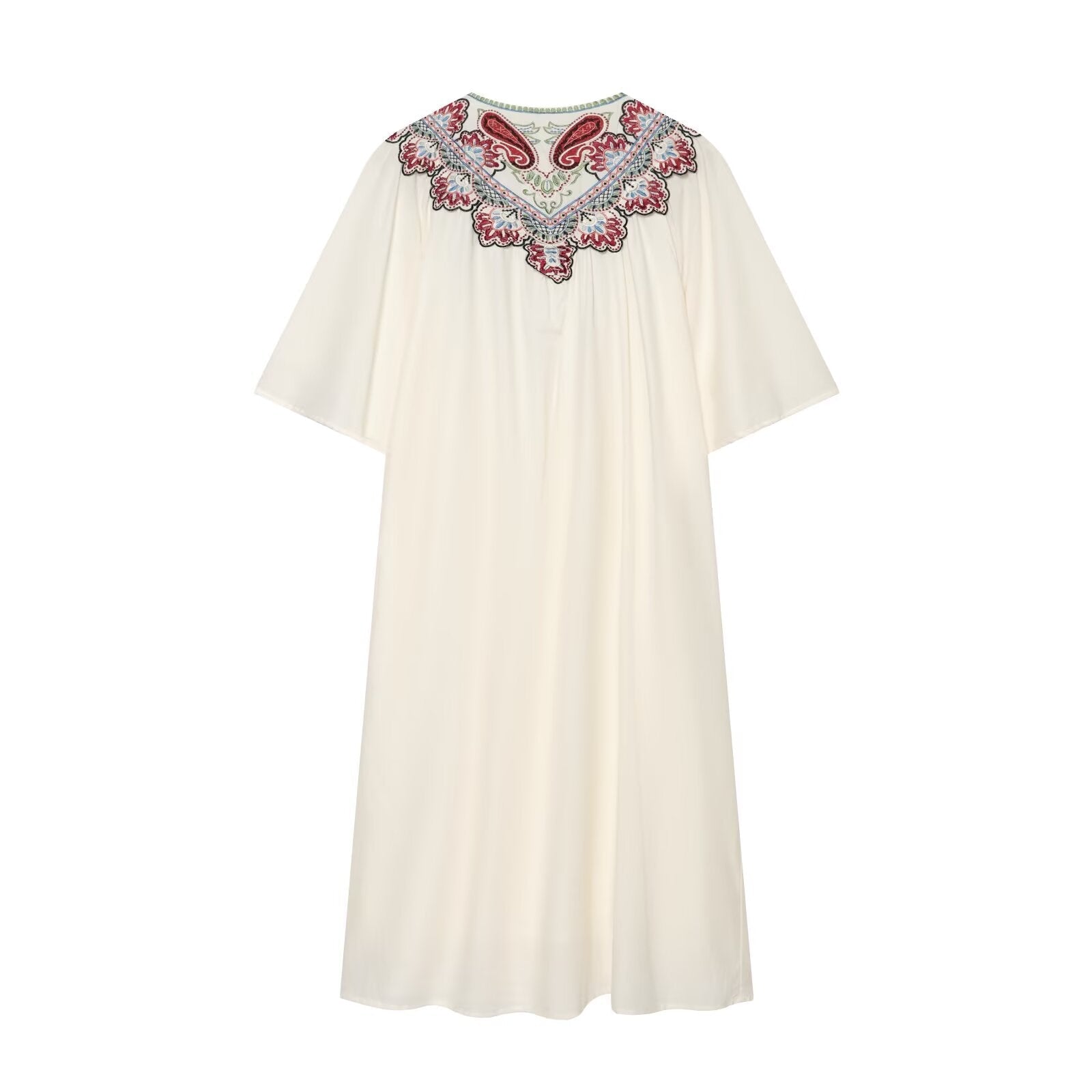 Women's embroidered decorative short sleeved dress