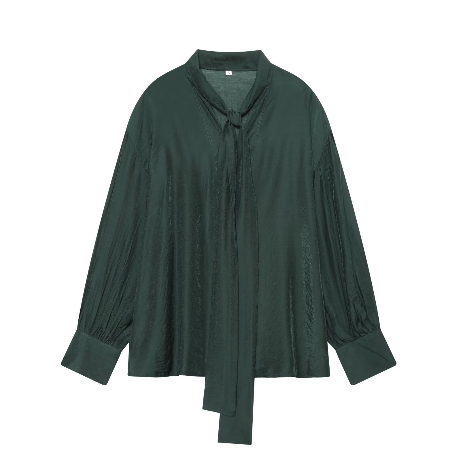 Women's scarf decoration casual satin textured shirt